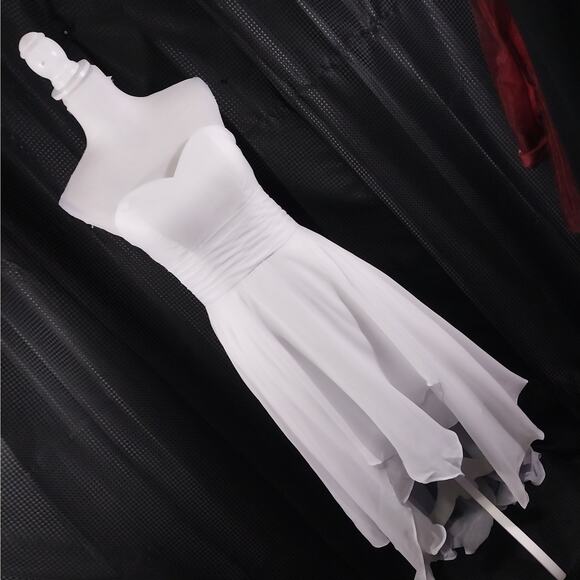 NWT! STUNNING PURE WHITE CHIFFON STRAPLESS GOWN! WEDDING, PROM! SZ XS - Picture 1 of 13